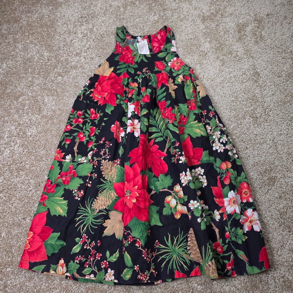 Storybook Heirlooms Jumper Dress Holiday Poinsettia Floral Vintage Style 4